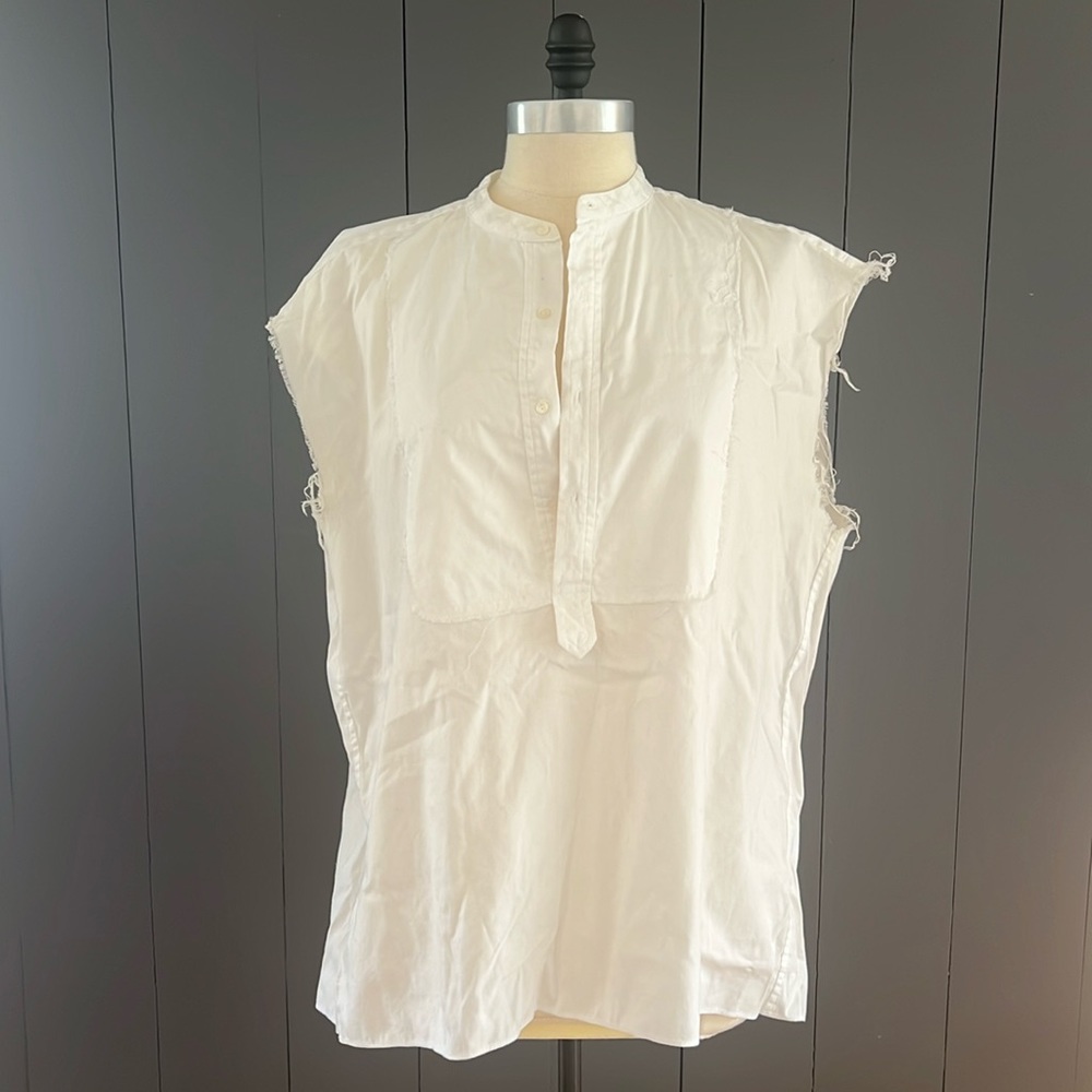 Nili Lotan sleeveless white tuxedo blouse, cotton, size S
